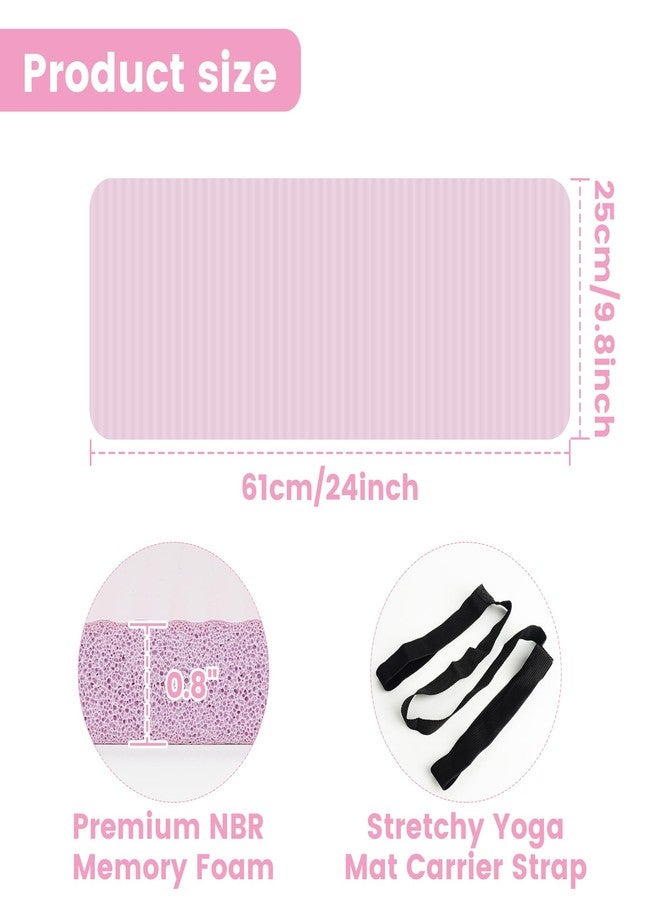 HASSLICKIT Yoga Knee Pad Cushion 0.8inch (20mm) Thick Yoga Mat with Carrier Strap Mats for Pain Free Joints Knees and Elbows, Workout Mats for Home Gym, Yoga, Pilates, Planks, Ab Rollers (Pink, 24"x10"x0.8") - Image 2