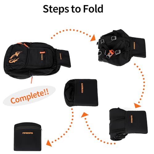 FENGDONG 35L Lightweight Foldable Waterproof Packable Travel Small Hiking Backpack Daypack for men women Black Orange - Image 3