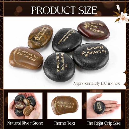 Yuntau 30 Pcs Memorial Stone 197 Inch Celebration of Life Favor Inspirational River Rock Engraved in Loving Memory Funeral Favor Decoration for Fathers Day Gift Deep ColorClassic Style - Image 3