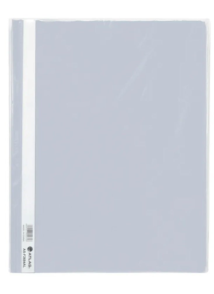 ATLAS 12-Piece Flat Clear View Folder File Light Grey 