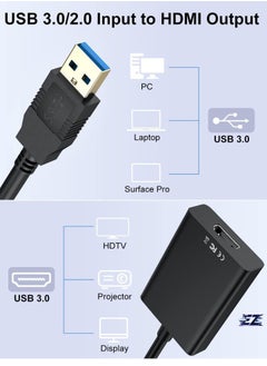 ELTRAZONE USB to HDMI Adapter - HD 1080P Video Graphics Cable for Multiple Monitors, USB 3.0/2.0 to HDMI Audio Video Adapter for PC, Laptop, Projector, Monitor, HDTV - Windows Compatible, Plug & Play, High-Performance for Streaming & Gaming, Multi-Display Support, Seamless Connectivity, Black  - Image 2