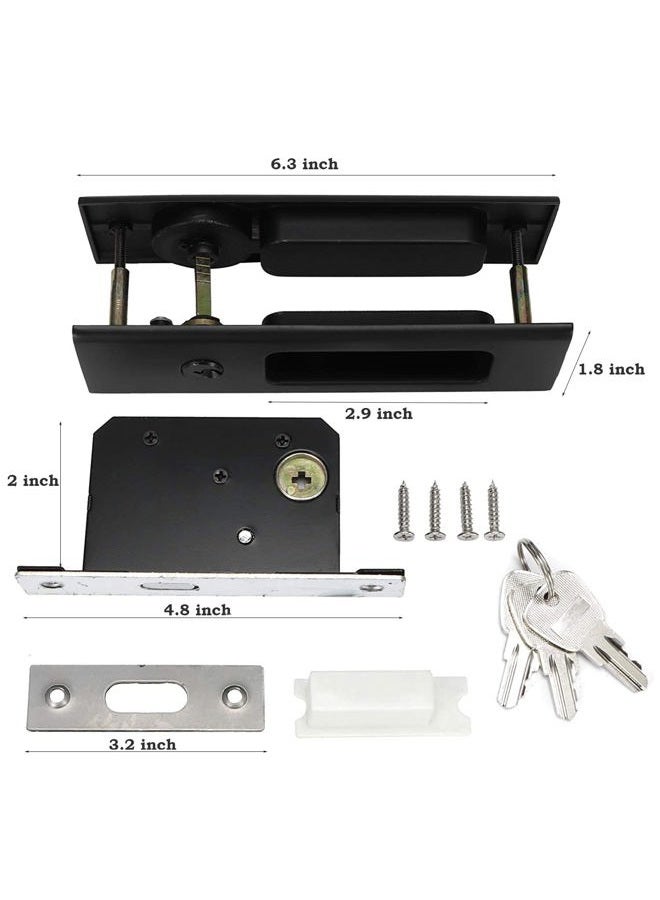 CCJH Invisible Door Locks Handle with Keys for Sliding Barn Wooden Door Furniture Hardware (Black) - Image 3