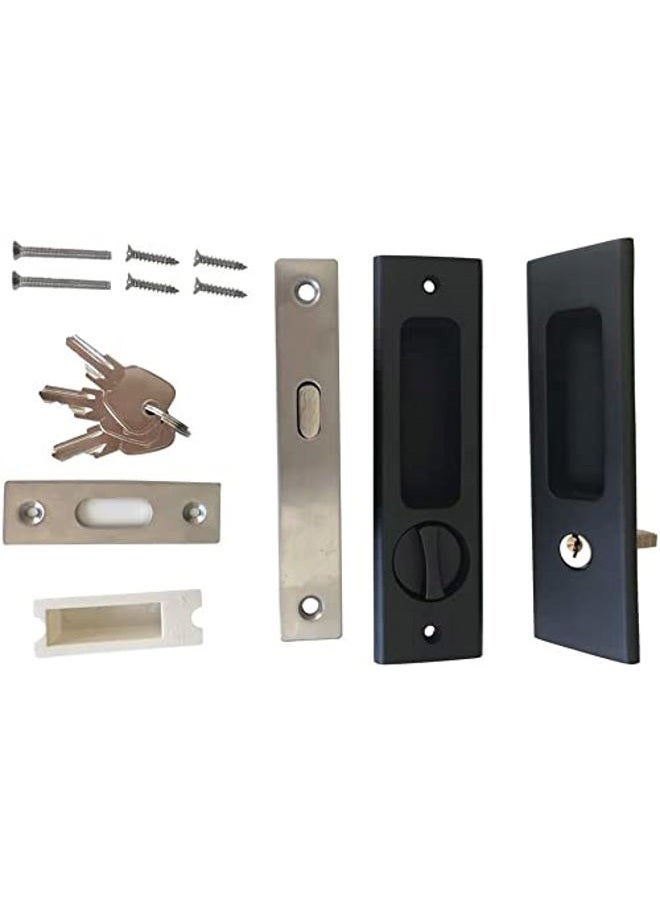 CCJH Invisible Door Locks Handle with Keys for Sliding Barn Wooden Door Furniture Hardware (Black) - Image 2