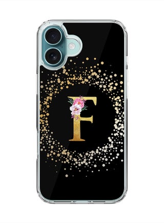 Custom Monogram Floral - F ( Black )