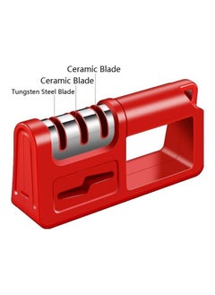 NIBEMINENT 2-Piece Three-Stage Ordinary Cutter Head Kitchen Sharpener Red/Silver  - Image 1