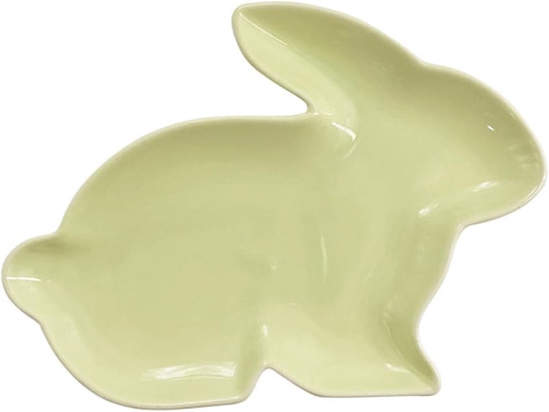 BinaryABC Bunny Rabbit Ceramic PlatesEaster Serving Dish Plate Appetizer Tray Dinner Plates Serving Tary Candy Plates Green - Image 1