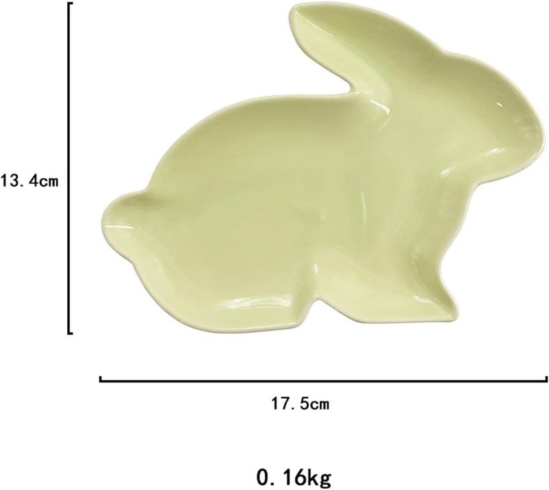 BinaryABC Bunny Rabbit Ceramic PlatesEaster Serving Dish Plate Appetizer Tray Dinner Plates Serving Tary Candy Plates Green - Image 2