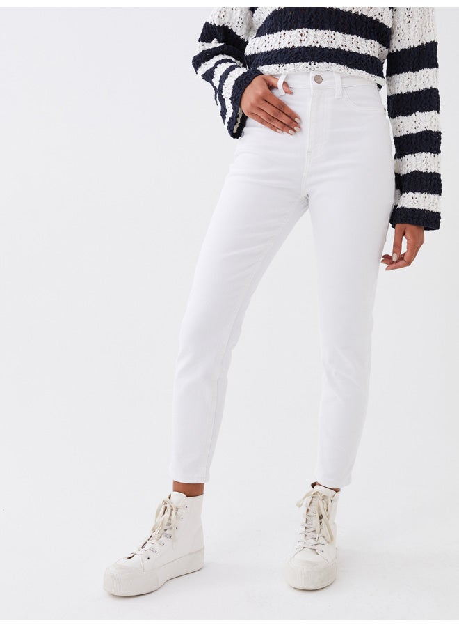LC WAIKIKI High Waisted Slim Fit Regular Women's Denim Trousers - Image 4