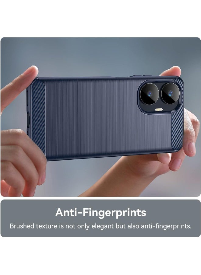 RUGGED SHIELD Realme C55 Case, Realme C55 Protective Case with Brushed Carbon Fiber Texture, Fashion Shock-Absorption Anti-Drop Flexible TPU Bumper Soft Rubber Protective Phone Case Cove for Realme C55 4G, Blue  - Image 3