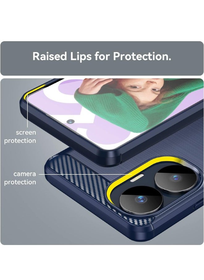 RUGGED SHIELD Realme C55 Case, Realme C55 Protective Case with Brushed Carbon Fiber Texture, Fashion Shock-Absorption Anti-Drop Flexible TPU Bumper Soft Rubber Protective Phone Case Cove for Realme C55 4G, Blue  - Image 4