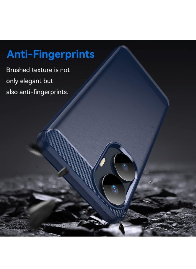 RUGGED SHIELD Realme C55 Case, Realme C55 Protective Case with Brushed Carbon Fiber Texture, Fashion Shock-Absorption Anti-Drop Flexible TPU Bumper Soft Rubber Protective Phone Case Cove for Realme C55 4G, Blue  - Image 5