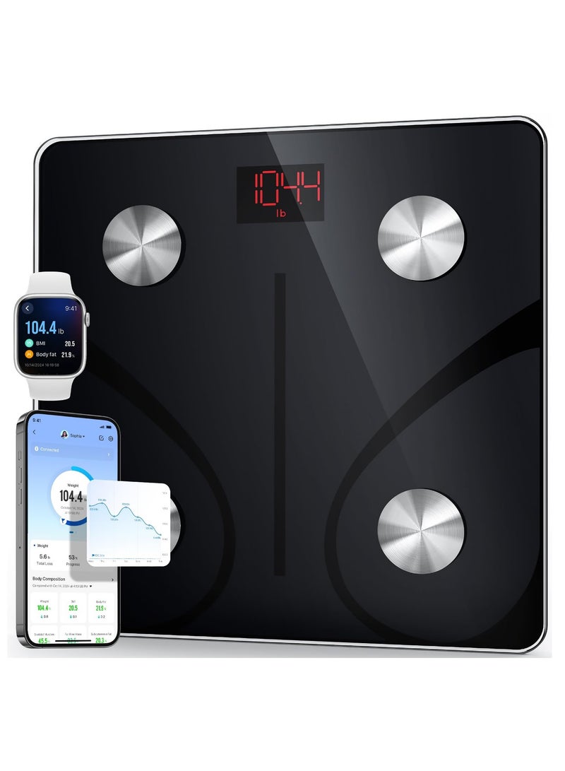 عربست ميزان ذكي لقياس وزن الجسم، ميزان حمام رقمي لقياس مؤشر كتلة الجسم، مقياس دهون الجسم بتقنية البلوتوث، مراقب تكوين الجسم، محلل صحي مع تطبيق للهواتف الذكية، 400 رطل - إليس 1 - Image 1