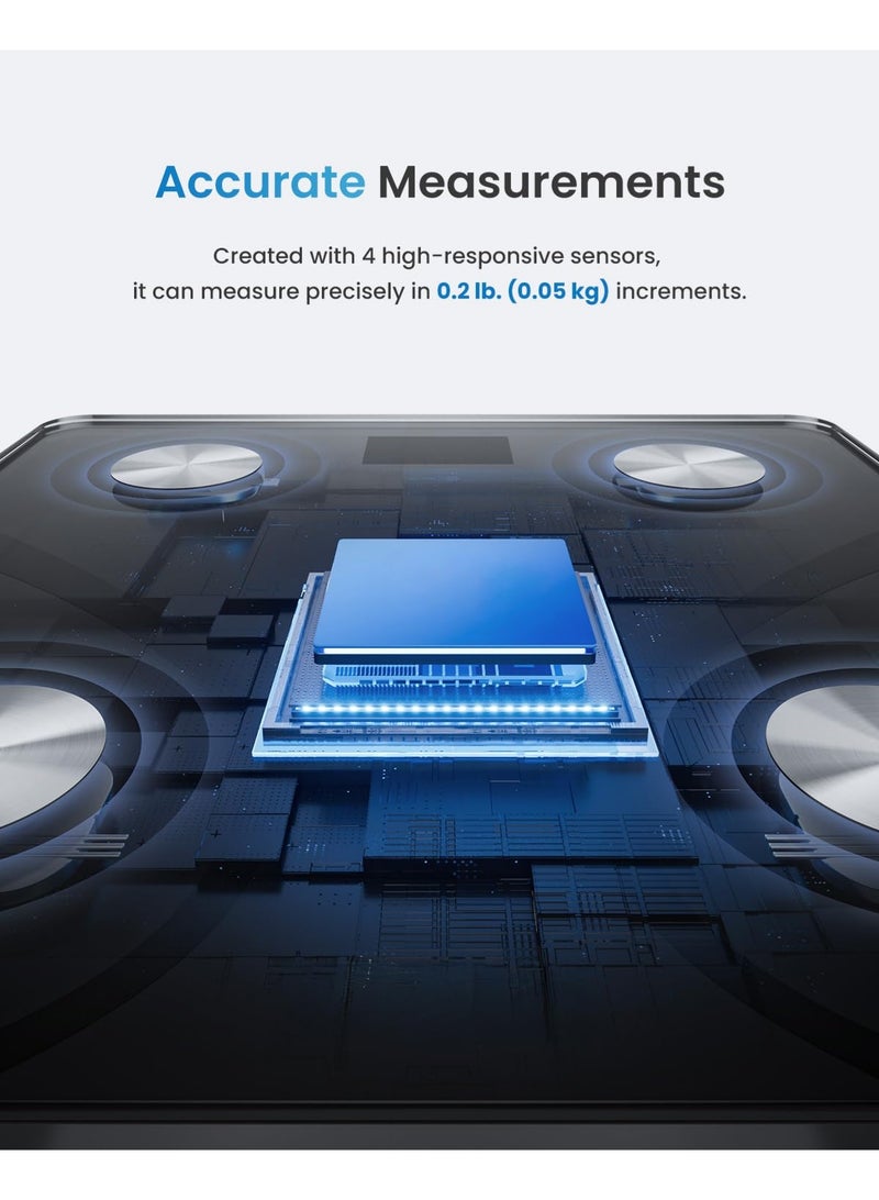 عربست ميزان ذكي لقياس وزن الجسم، ميزان حمام رقمي لقياس مؤشر كتلة الجسم، مقياس دهون الجسم بتقنية البلوتوث، مراقب تكوين الجسم، محلل صحي مع تطبيق للهواتف الذكية، 400 رطل - إليس 1 - Image 2
