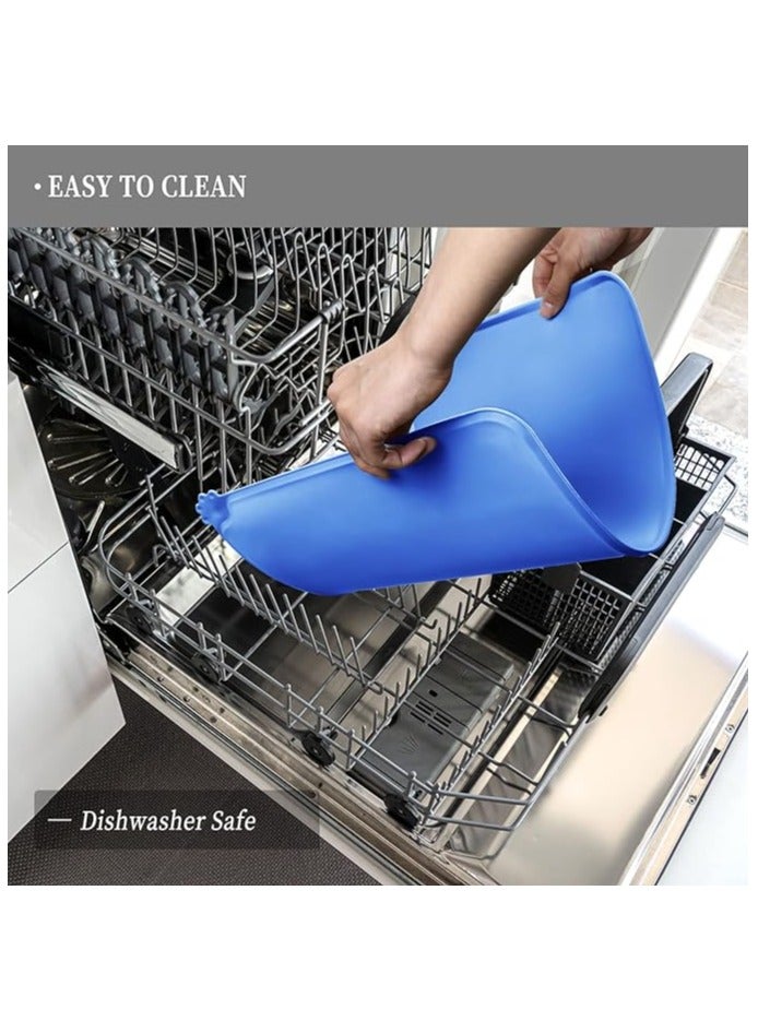 MahMir Feeding Mat, For Cat and Dogs Silicone Bowl Mat, Feeding Mat, Waterproof Dog Cat Mat Pet Placemat Premium Silicone FDA Grade Non-stick Non Slip Anti Spill Easy Clean  ( Blue )  - Image 5