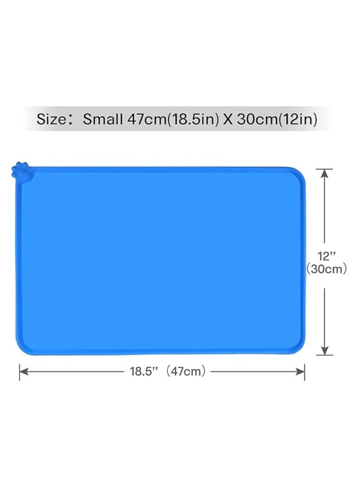 MahMir Feeding Mat, For Cat and Dogs Silicone Bowl Mat, Feeding Mat, Waterproof Dog Cat Mat Pet Placemat Premium Silicone FDA Grade Non-stick Non Slip Anti Spill Easy Clean  ( Blue )  - Image 2