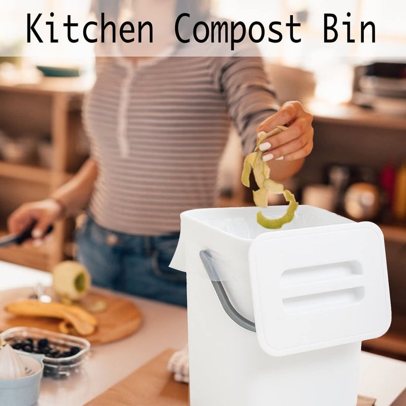 LALASTAR Compost Bin Indoor Kitchen Sealed, Hanging Small Trash Can with Lid Under Sink for Kitchen, Food Waste Bin for Countertop, Mountable Garbage Can for Bathroom, RV, 5L/1.3 Gal, White - Image 2