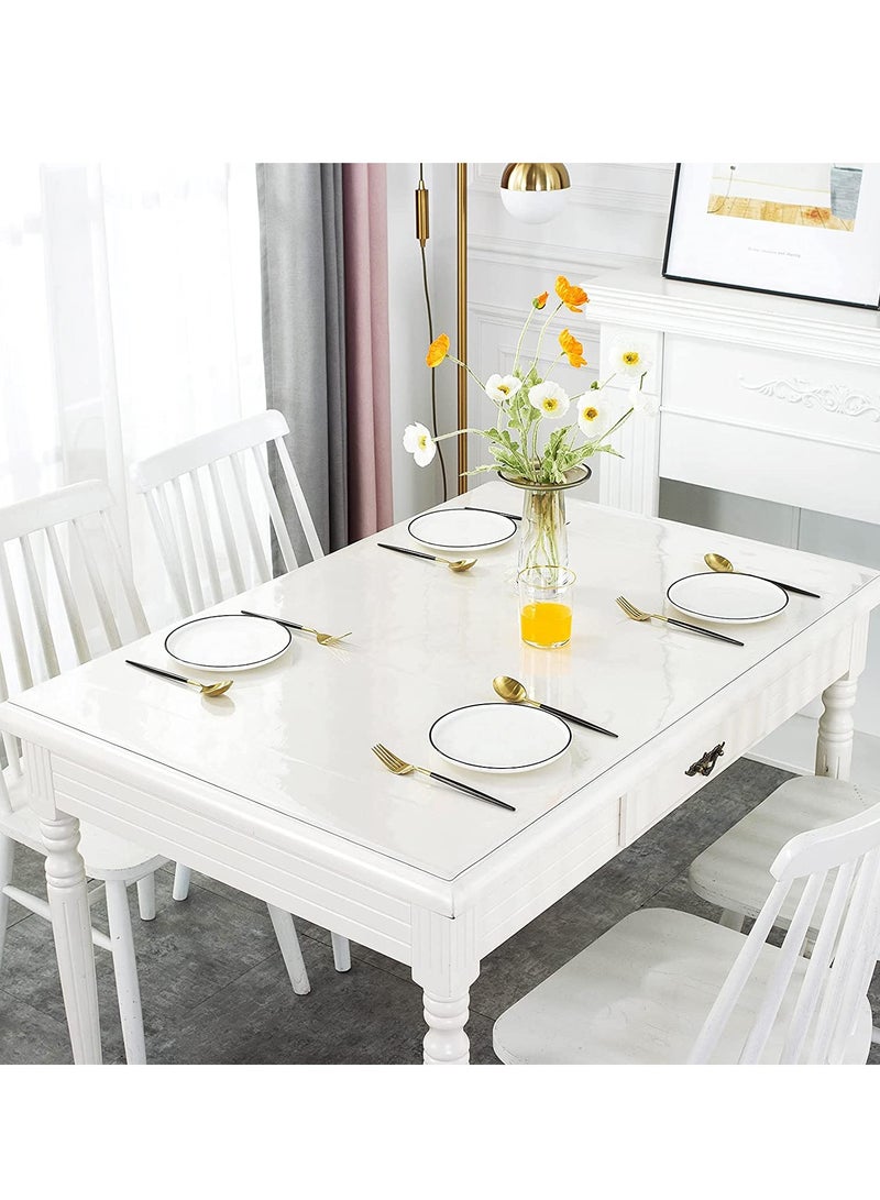 SYOSI Clear Plastic Tablecloth Protector 100% Waterproof Rectangle Heavy Duty Vinyl Table Cover Oil Proof Wipeable, Clear Desk Cover Protector for Use Dining Table, Parties Camping 54x86 Inch - Image 5