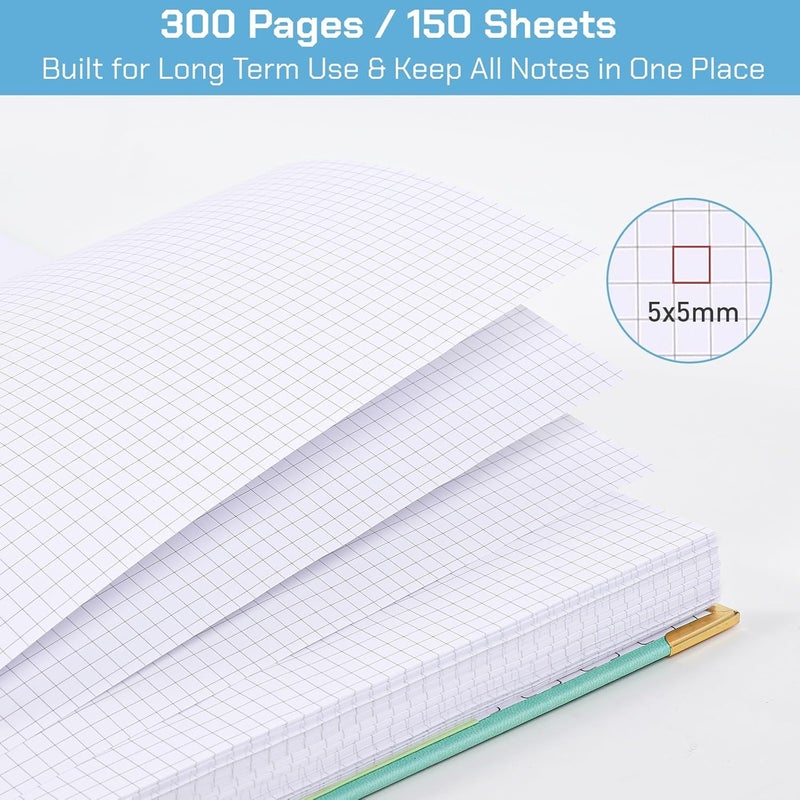 Amanple Graph Paper Notebook, 8.5” x 11” Graphing Notebook, 300 Pages, Large Hardcover Grid Notebook Journal, Graph Paper Spiral Notebook with Thick Paper and Pockets for School, Office Supplies, Plans, Blue - Image 3