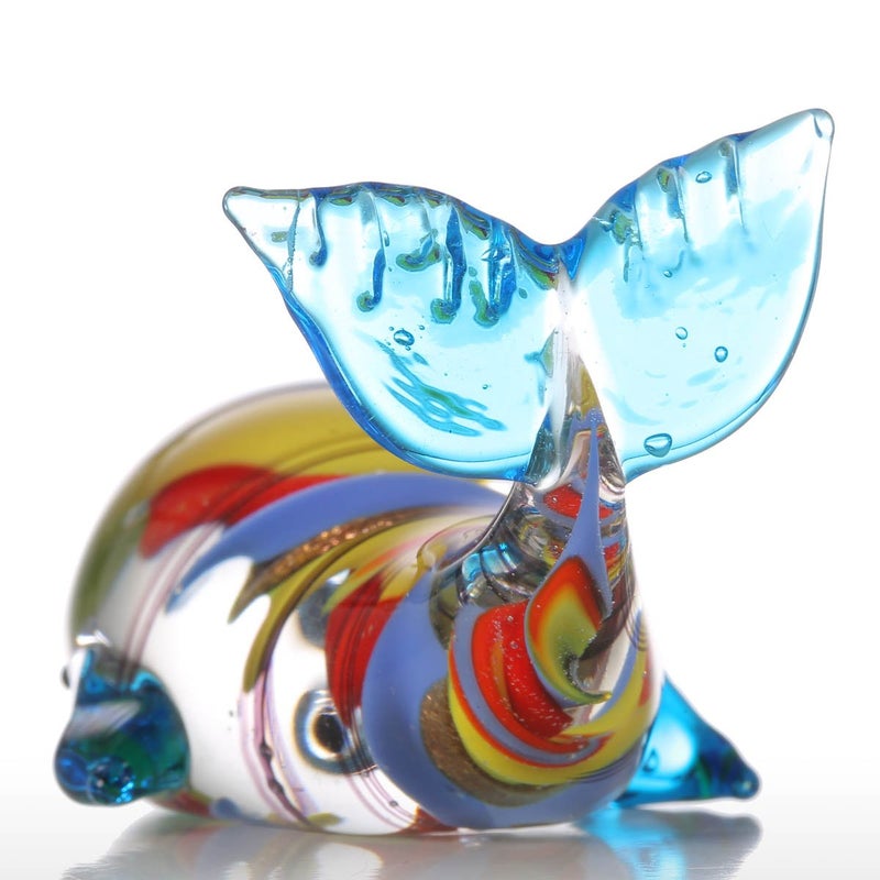 Tooarts Colorful Whale Sculpture Glass Whale Figurine Ornament Hand Blown Multicolor, Christmas Birthday Gift - Image 4