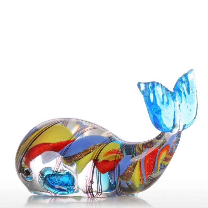 Tooarts Colorful Whale Sculpture Glass Whale Figurine Ornament Hand Blown Multicolor, Christmas Birthday Gift - Image 2