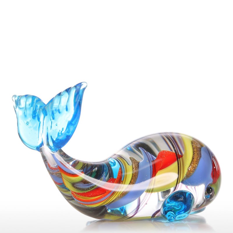 Tooarts Colorful Whale Sculpture Glass Whale Figurine Ornament Hand Blown Multicolor, Christmas Birthday Gift - Image 5