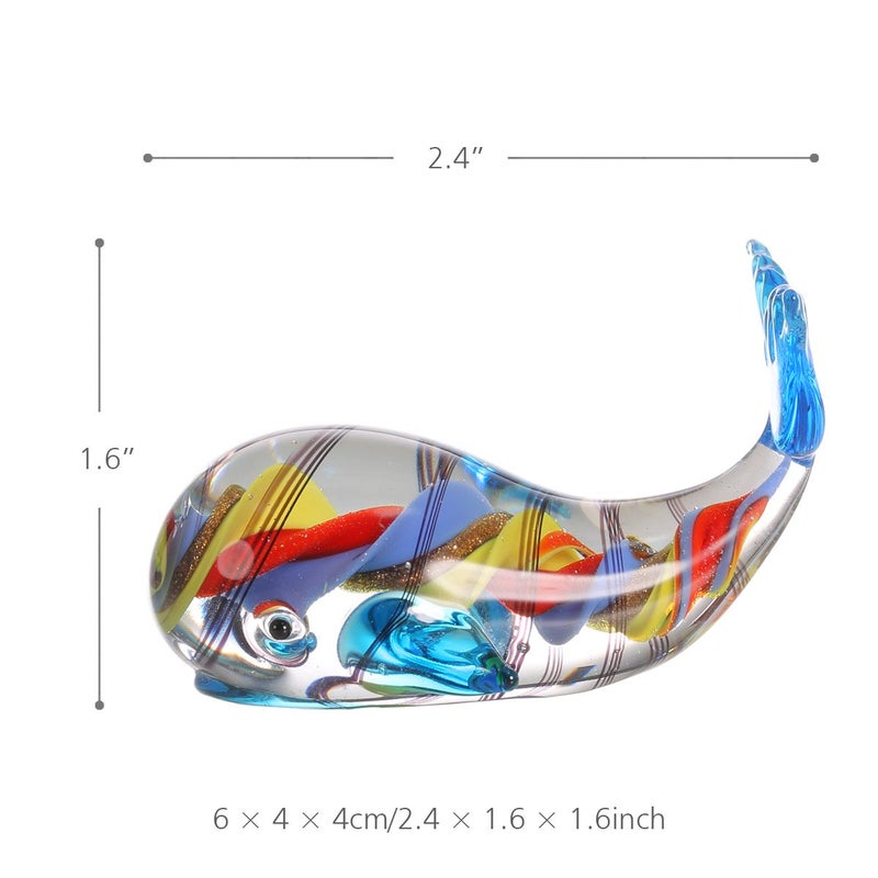 Tooarts Colorful Whale Sculpture Glass Whale Figurine Ornament Hand Blown Multicolor, Christmas Birthday Gift - Image 3
