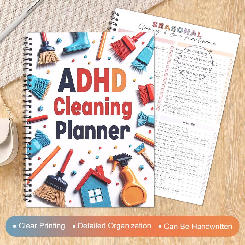 FASBET Adhd Cleaning Planner for Adults and Teens Adhd Cleaning and Organizing Planner Cleaning Schedule and Checklist Notebook List Daily Weekly Monthly for Home Chore Chart Adhd Daily Planner - Image 4