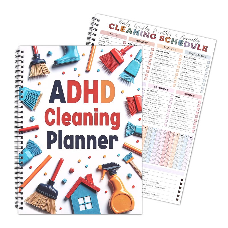 FASBET Adhd Cleaning Planner for Adults and Teens Adhd Cleaning and Organizing Planner Cleaning Schedule and Checklist Notebook List Daily Weekly Monthly for Home Chore Chart Adhd Daily Planner - Image 1