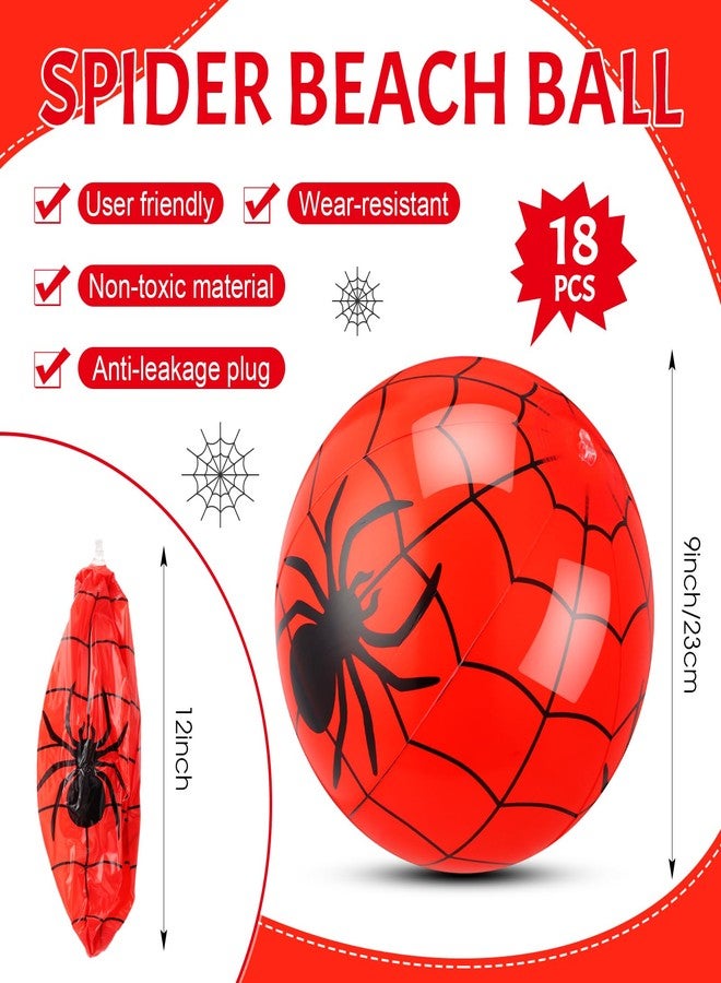 Vertintong 18 Pack Spider Inflatable Beach Balls Bulk for Kids 9 Inch Red Spider Web Themed Party Favor Decorations for Birthday Summer Swimming Pool Outdoor Beach Class Party Supplies Gifts - Image 2
