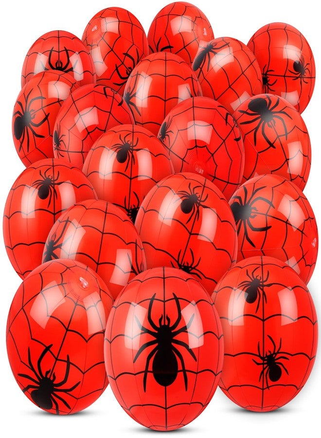 Vertintong 18 Pack Spider Inflatable Beach Balls Bulk for Kids 9 Inch Red Spider Web Themed Party Favor Decorations for Birthday Summer Swimming Pool Outdoor Beach Class Party Supplies Gifts - Image 1