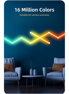 NANAO 9-Light Lines LED RGB Wall Light Bluetooth Gaming Lights DIY Room Lights لغرفة الألعاب وغرفة المعيشة وغرفة النوم باللون الأبيض  - Image 4
