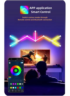 NANAO 9-Light Lines LED RGB Wall Light Bluetooth Gaming Lights DIY Room Lights لغرفة الألعاب وغرفة المعيشة وغرفة النوم باللون الأبيض  - Image 5