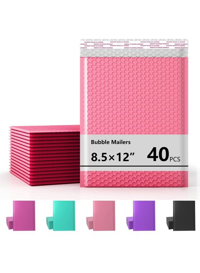 oceanite 8.5 x 12 Inch Bubble Mailers 40 Pack, Waterproof Self Seal Adhesive Shipping Bags, Cushioning Padded Envelopes for Shipping, Mailing - Pink - Image 1