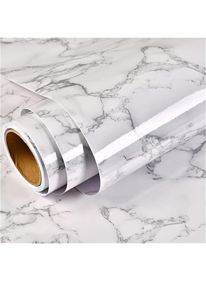تراسل هوكور ورق حائط رخامي مقاس 40 × 500 سم، ورق حائط رخامي لاصق، ورق حائط ذاتي اللصق والتقشير، ورق حائط مقاوم للماء مقاوم للزيت لسطح طاولة المطبخ والحمام والمطبخ والأثاث - Image 1