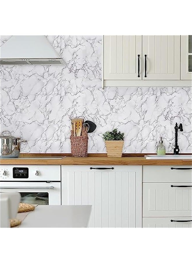 تراسل هوكور ورق حائط رخامي مقاس 40 × 500 سم، ورق حائط رخامي لاصق، ورق حائط ذاتي اللصق والتقشير، ورق حائط مقاوم للماء مقاوم للزيت لسطح طاولة المطبخ والحمام والمطبخ والأثاث - Image 2