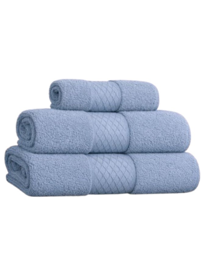 snooze 100% Cotton Luxury Towels set 3 pcs– 500 GSM High loop, Heavyweight & Super Absorbent, Waves light blue - Image 1