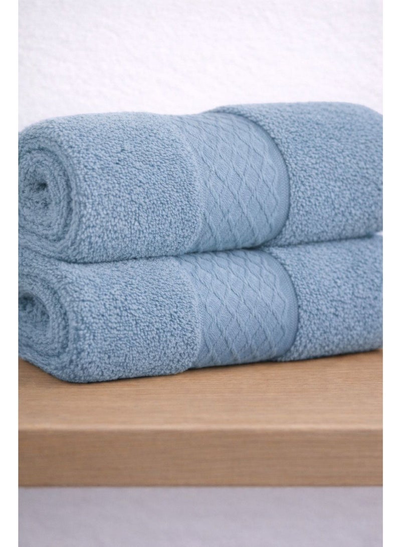 snooze 100% Cotton Luxury Towels set 3 pcs– 500 GSM High loop, Heavyweight & Super Absorbent, Waves light blue - Image 2