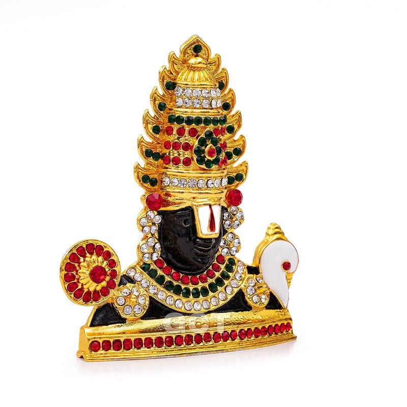 GCT Tirupati Balaji Idol Lord Venkateswara Idol B184 Black Color Metal Statue for Home Dcor Car Dashboard Mandir Pooja Murti Temple Puja Office Table Showpiece - Image 3