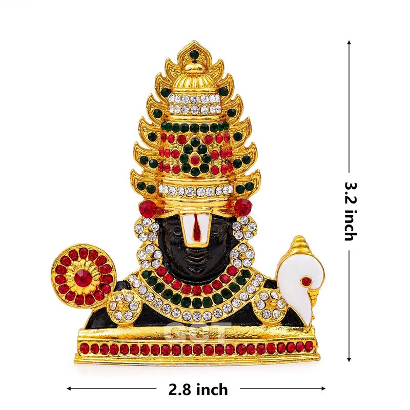 GCT Tirupati Balaji Idol Lord Venkateswara Idol B184 Black Color Metal Statue for Home Dcor Car Dashboard Mandir Pooja Murti Temple Puja Office Table Showpiece - Image 2