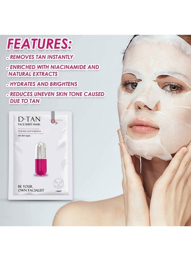 O3+ Facialist Dtan Face Sheet Mask With Niacinamide Reduced Dark Spots Acne Scars And Discoloration While Giving Ultimate Brightening (30G) - Image 5