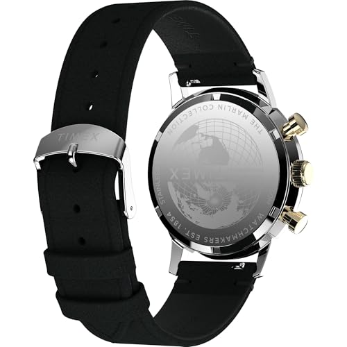 Timex Men's Marlin Quartz Chronograph 40mm Watch - Black Strap Champagne Dial Two-Tone Case - Image 5