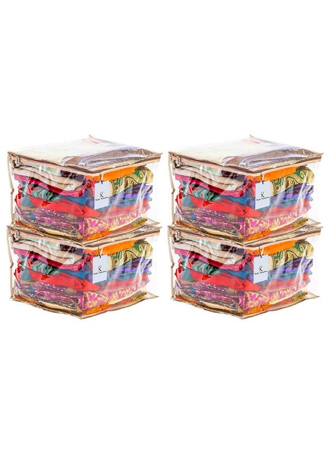 Kuber Industries Kuber Industries PVC Saree Cover with Capacity of 10-15 Sarees|Zipper Closure & Durable Material|Pack of 4 (Transparent)  - Image 1