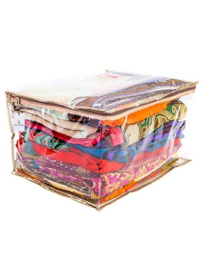 Kuber Industries Kuber Industries PVC Saree Cover with Capacity of 10-15 Sarees|Zipper Closure & Durable Material|Pack of 4 (Transparent)  - Image 2