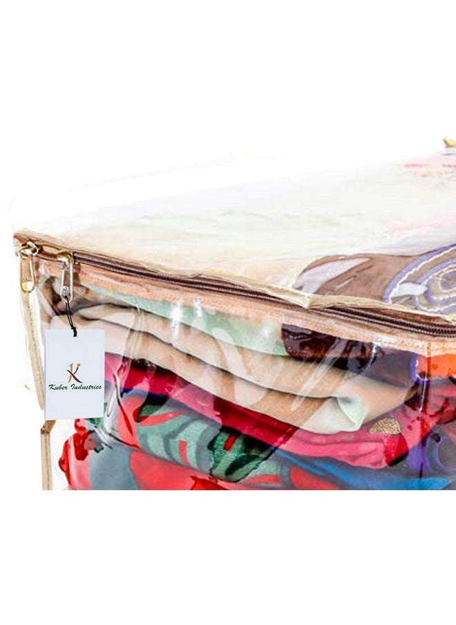 Kuber Industries Kuber Industries PVC Saree Cover with Capacity of 10-15 Sarees|Zipper Closure & Durable Material|Pack of 4 (Transparent)  - Image 4