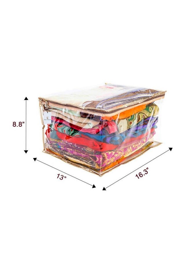 Kuber Industries Kuber Industries PVC Saree Cover with Capacity of 10-15 Sarees|Zipper Closure & Durable Material|Pack of 4 (Transparent)  - Image 3
