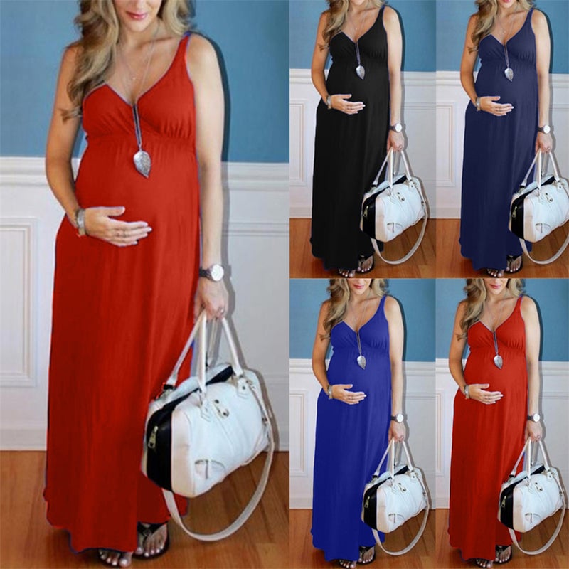 2022 foreign trade new AliExpress European and American maternity skirt long solid color knitted dress black XXL - Image 2