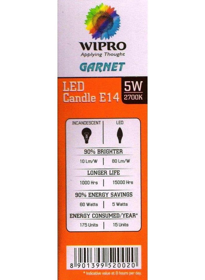 Wipro Garnet 5 W E14 Base Clear Candle LED Culb | Warm White (2700K) | Pack of 4 | Clear Optics for Sparkling Effect | LED Filament Bulb for Home, Office, chandellior, Decorative lamp Shade - Image 5