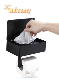 Designs Matte Black Toilet Paper Holder with Shelf, Flushable Wipes Dispenser, and Storage for Bathroom - Stainless Steel Wall Mount - Large