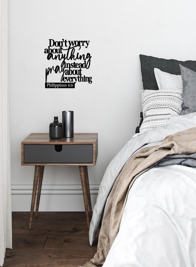 Pigort Scripture Metal Wall Art-Instead Pray About Everything Sign-Philippians4:6 Bible Black Home Decor for Living Room, Bedroom, Dining Room Kitchen 11"X14.5" - Image 4