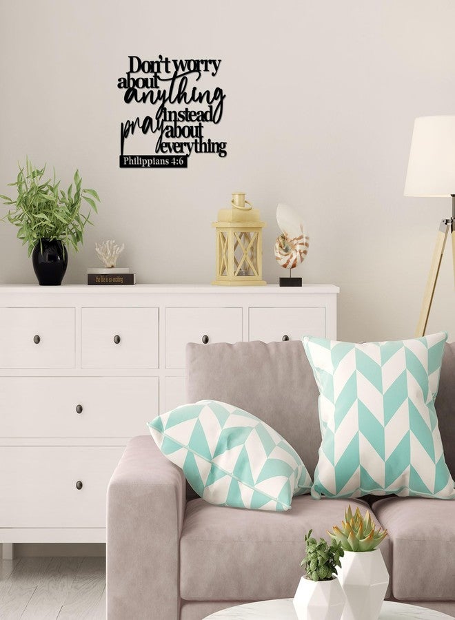 Pigort Scripture Metal Wall Art-Instead Pray About Everything Sign-Philippians4:6 Bible Black Home Decor for Living Room, Bedroom, Dining Room Kitchen 11"X14.5" - Image 5